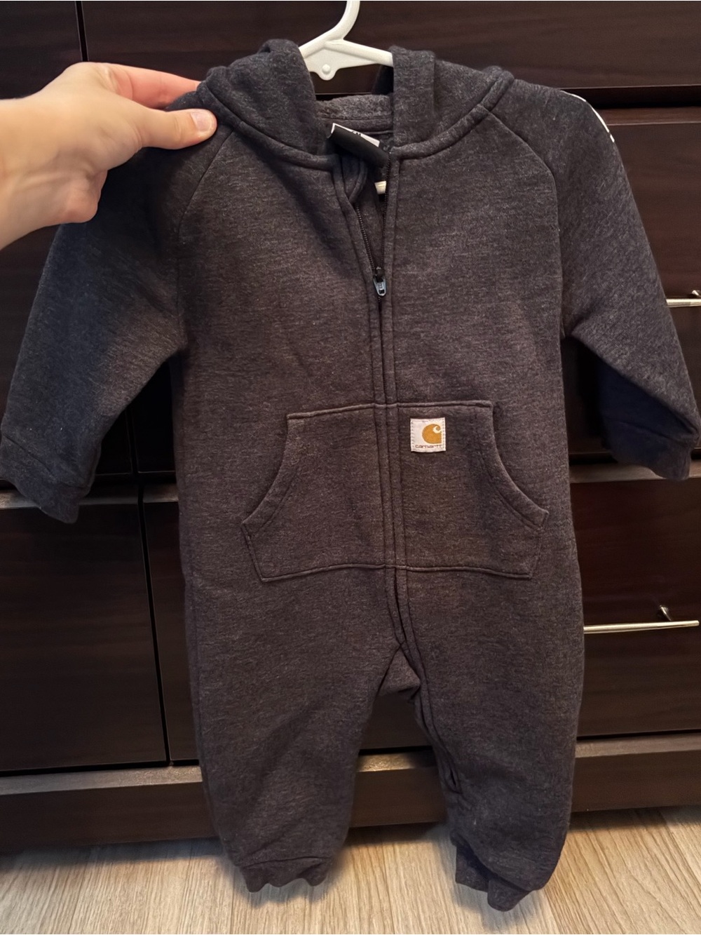 Carhartt Kids Hooded One-Piece in Charcoal Size 6 months